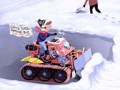 Young Entrepreneur business childrens book comic editorial entrepreneur invention kid shovel snow winter