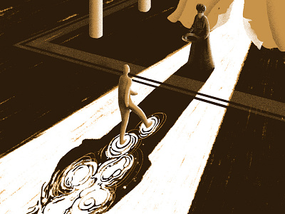 Shadow Walker conceptual darkness dream editorial fantasy footsteps illustration light shadow walk