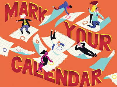 Cover for The Washington Post Weekend Section calendar colorful editorial flow fly illustration newspaper people surfing washington post