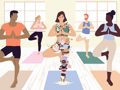 Washington Post - Balanced Eating balance diet dieting eating editorial exercise health healthy illustration newspaper yoga
