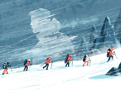 Narratively - Secret Life of a Search and Rescue Volunteer blizzard danger editorial frozen ice illustration mountain rescue risk snow storm stress