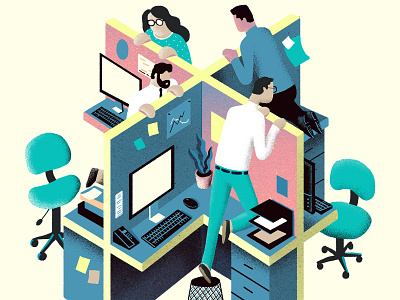 Harvard Business Review / Envy at Work business colorful conceptual design desk editorial editorial illustration figures fun illustration management office people work
