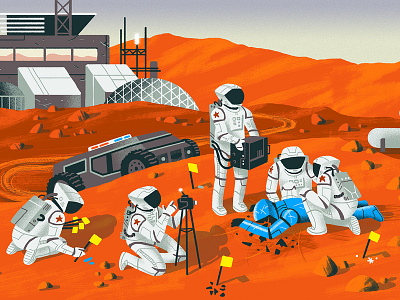 The Atlantic - Mars Police astronaut crime editorial editorial illustration illustration mars sci fi sci fi science space