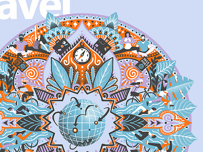 Airbnb / "Travel Well" Mandala design editorial editorial illustration global health illustration mandala plants travel wellness