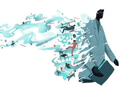 deVolkskrant / Intimidating Doctors disrupt doctor editorial editorial illustration explode health health care healthcare illustration negative space