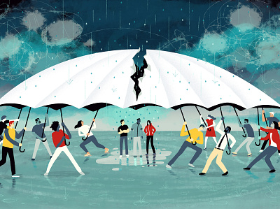 Spectrum News / Autism Wars autism editorial editorial illustration fighting illustration rain storm stormy