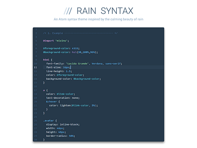 Rain Syntax 2.0.0 Update atom code colors rain syntax theme