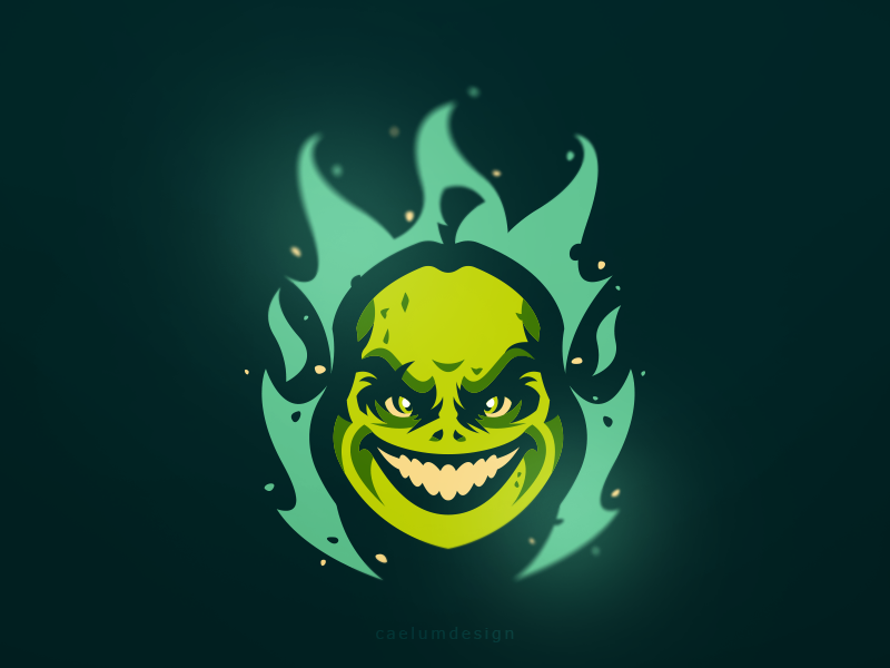 Demonic Pear demonic fruit mascot hiwow illustration logo identity caelum branding