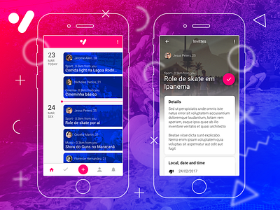 Invitter App - Work In Progress android app blue invitter pink social ui ux wip