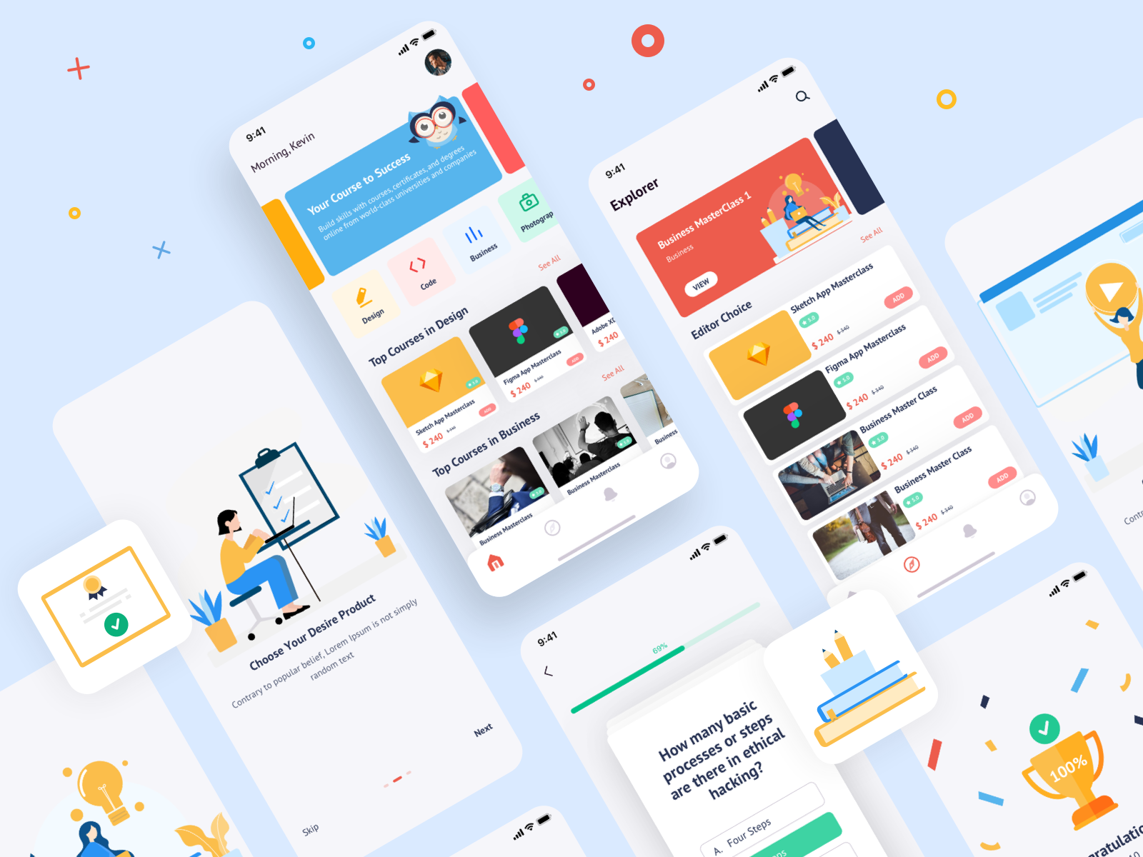 E-learn Online Course UI Kit by Onur Kuru on Dribbble