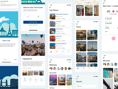 Zeyn Travel Guide UI Kit dailui travel travel agent travel app trip trip planner tripadvisor ui ui kits ui pack