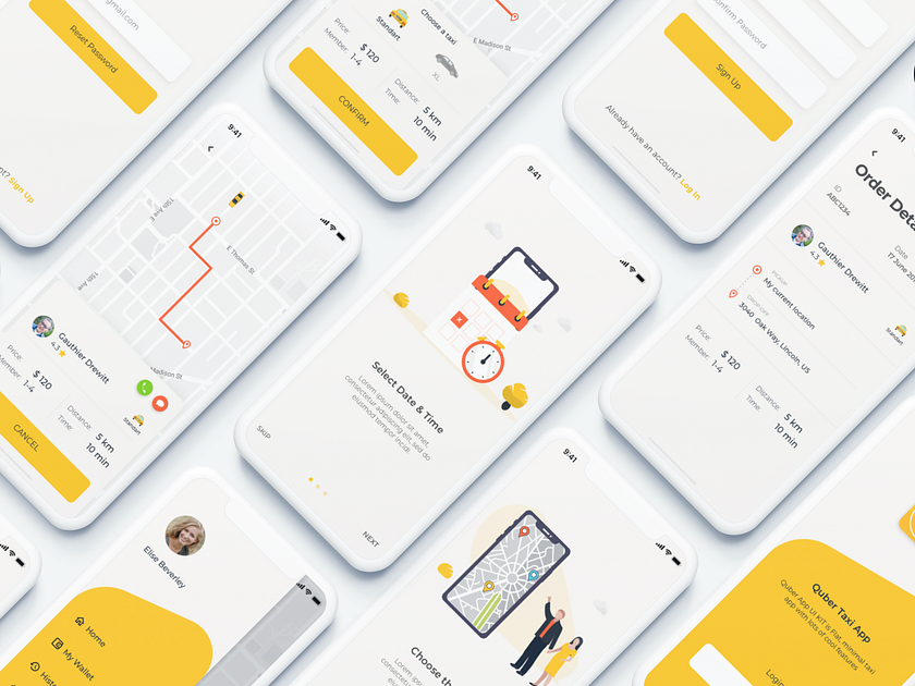 QUBER Taxi App UI UX Kit by Onur Kuru on Dribbble