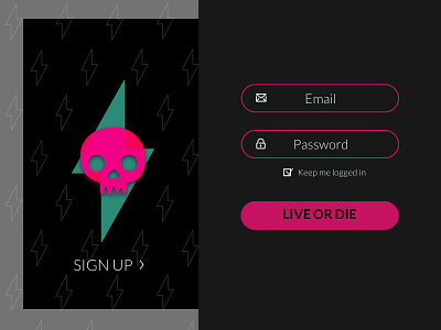 Live or Die Sign Up app branding dailyui design flat minimal type ui ux vector web