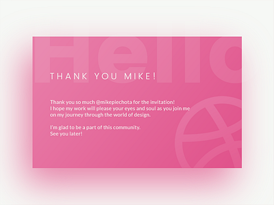 Thank you Mike for the invitation!