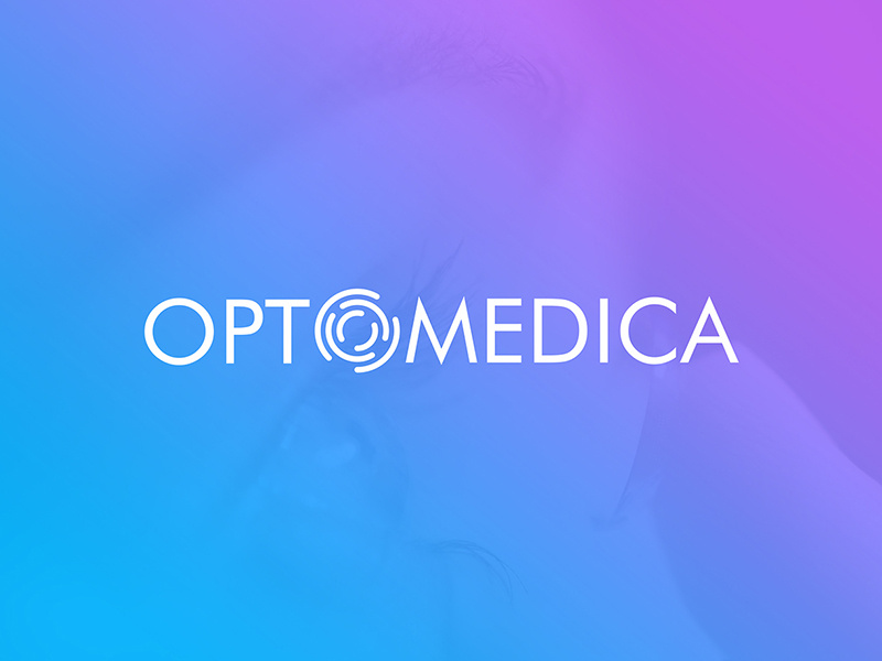 Optomedica logo purple blue doctor medic medical facility ux ui design logo