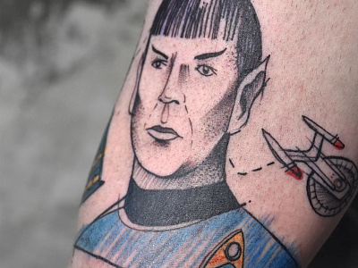 Spock farbenpracht germany miriam frank tattoo miriamfrank munich spock star trek starship enterprise tattoo artist tattoo girl visual art form