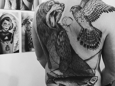 Bear Bird Fish farbenpracht germany illustration miriam frank tattoo miriamfrank munich tattoo artist tattoo girl tattoomunich tätowierung visual art form