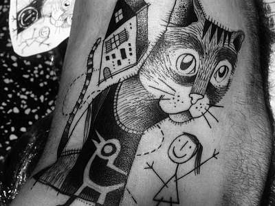 Cat farbenpracht germany illustration miriam frank tattoo miriamfrank munich tattoo artist tattoo girl tattoomunich tätowierung visual art form
