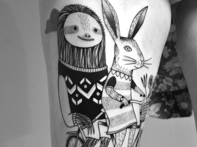 The Rabbit and The Sloth artist girl farbenpracht germany illustration miriam frank miriamfrank tattoo munich tattoomunich tätowierung visual art form