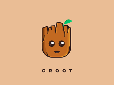 I'm Groot! 🌱 character cute design eyes face groot illustration marvel marvelcomics minimal