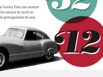 Fiat 8V car fiat halftone numbers retro typography vintage