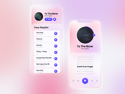Music Player App app glassmorphism musicplayer ui uidesign