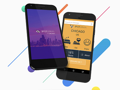 Spotgram: Find places to hangout in your city android application design spotgram ui ux visual design