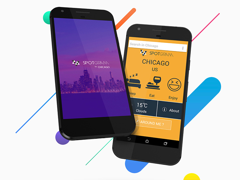 Spotgram: Find places to hangout in your city visual design application design android ui ux spotgram
