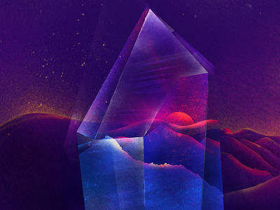 Crystal Sunrise art artwork card conceptual crystal illustraion jewelry light mountain nature postcard sun sunrise sunset