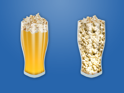 Popcorn & Pints blue glass logo pint popcorn