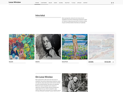 Lasse Winsløw frontpage artist black hover menu navigation painter painting ui ux webdesign white