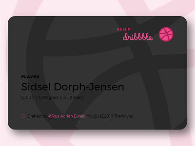 Hello Dribbble / Membership Card