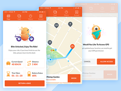 Rent Bike or Scooter App Concept