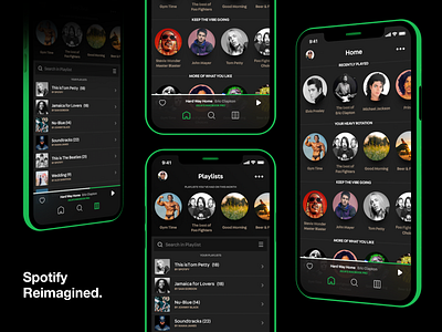 Spotify Reimagined app branding c4d42 design interaction mockup music player spotify ui ux