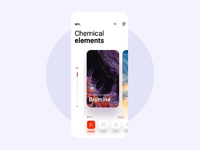 Chemical elements Motion app chemistry gif iphone orange pharmacy purple ui user interface video white