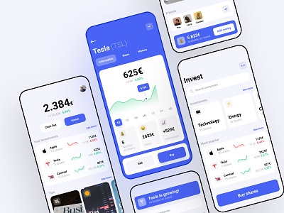 Investment Platform app bank bitcoin blue cash emoji investment kit money share transfer ui