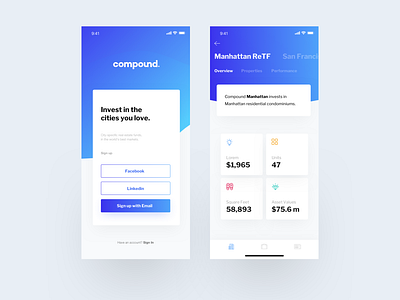 Compound App app bank blue iphone x kit ui user experience user interface ux walled