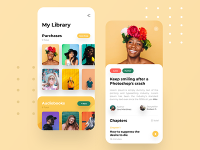 My Library app articles blog book booking ios iphone library photography ui user interface yellow