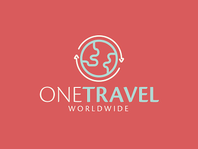 OneTravel Logo branding design flat icon logo logotype simply typography
