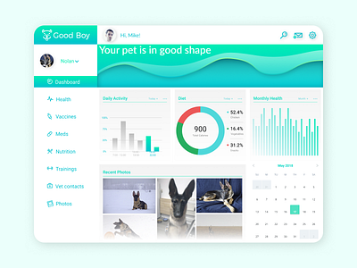 Vet Dashboard / 30 Days 30 UI Designs #7 app dashboard design figma flat medical mobile ui ux vector vet veterinary