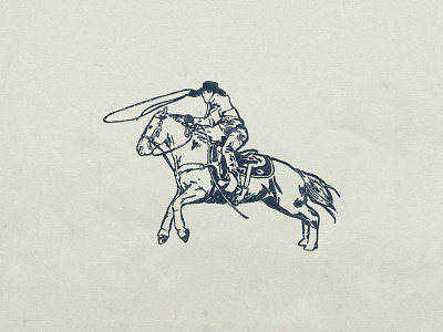 Lasso cowboy hand drawn illustration vintage