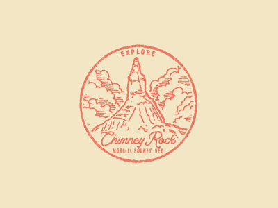 Explore Chimney Rock illustration midwest national park nature outdoors stamp vintage