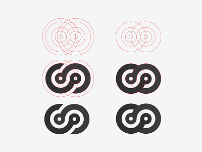 Using circle grid for create some logo mark of infinity shape design identity illustration letter letterform logo logotype mark monogram symbol type