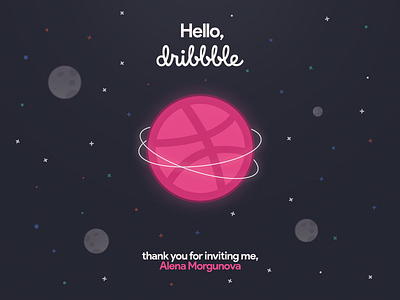 Hello, dribbble debut dribbble first shot hello invitation invite planet space world