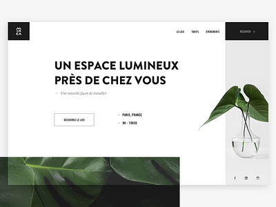 Home page - Minca coworking brand coworking green home interface landing minca page paris plant ui ux