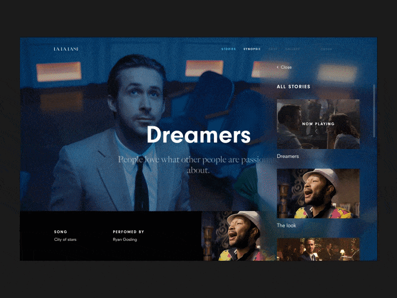 La La Land - Home page #2 animation home interface la la land motion movie musical ui ux website