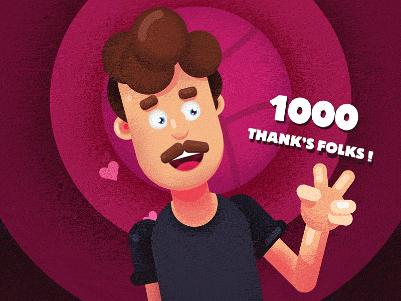 Thank's Dribbble - 1000 Followers animation design dribbble follow followers gif illustration motion thank thanks ui