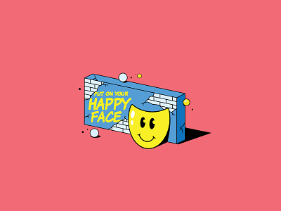 Put On Your HAPPY FACE flat illustration happy face mask smiley vector