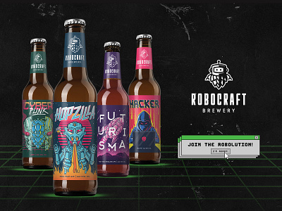 Robocraft brewery - packaging design craft beer illustrations packaging