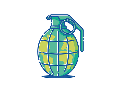Earth Bomb adobe illustrator bomb flat design hand granade planet earth vector illustration